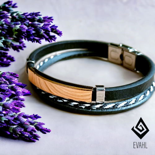 1. bransoletka męska, czarno-biała, złoto-srebrne (5).png