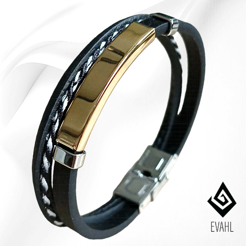 1. bransoletka męska, czarno-biała, złoto-srebrne (4).png